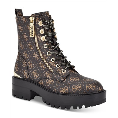 GUESS Women's Fearne Lug Sole Lace Up Bootie