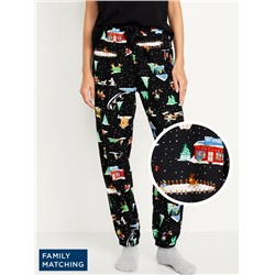High-Waisted Flannel Pajama Joggers for Women