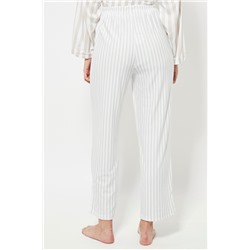 Pantalón recto de pijama de terciopelo cintura alta - Blanco