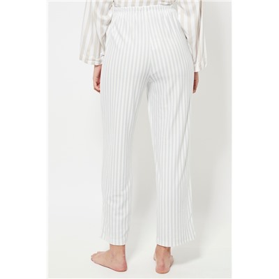Pantalón recto de pijama de terciopelo cintura alta - Blanco