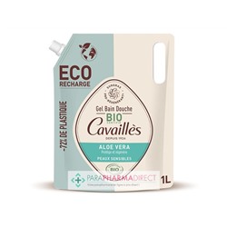Cavaillès Gel Bain Douche - Aloe Vera - Peaux Sensibles BIO 1 Litre - ECO-RECHARGE