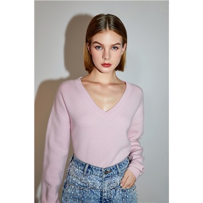 Jersey de lana y cachemir Rosa empolvado