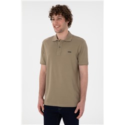Erkek Regular Fit Polo Yaka Haki Basic Tişört