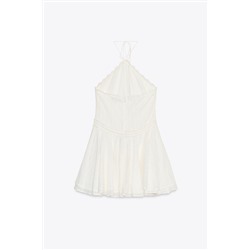 RUFFLED HALTER SHORT DRESS