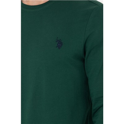 Erkek Yeşil Bisiklet Yaka Sweatshirt