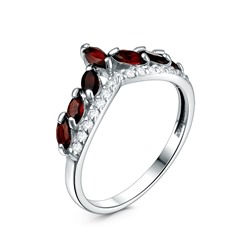 Серьги из серебра с гранатом и фианитами родированные 4-211р404