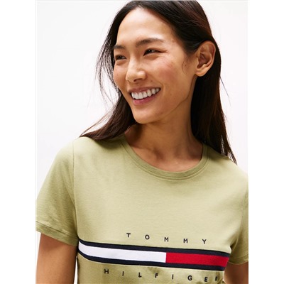 Embroidered Flag Stripe Logo T-Shirt