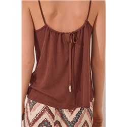Camiseta tirantes canalé marrón