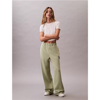 New Arrival Fleece Logo Patch Wide Leg Pants