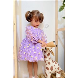 penu baby kids Lila Papatya Uzun Kol Kız Bebek Elbise - Elisa Papatya1
