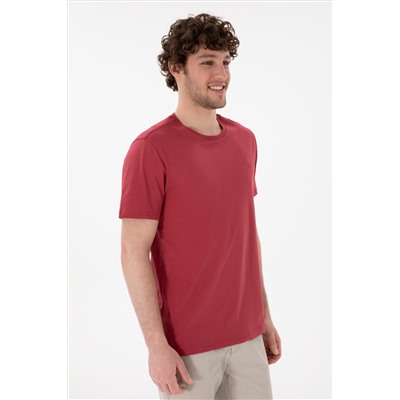Erkek Regular Fit Bisiklet Yaka Vişne Basic Tişört