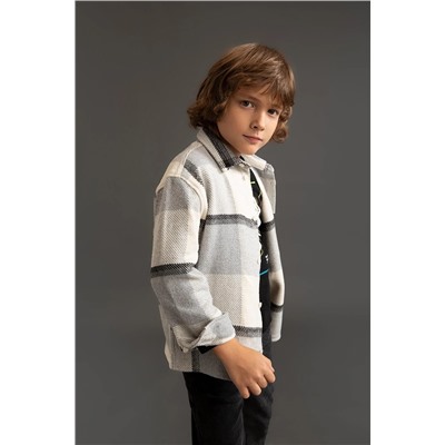 Defacto Erkek Çocuk Oversize Fit Uzun Kollu Flanel Gömlek X7572A622AU