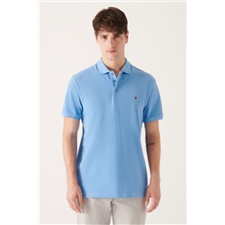 Avva Erkek Mavi %100 Pamuk Serin Tutan Standart Fit Normal Kesim Polo Yaka T-shirt E001004