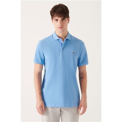 Avva Erkek Mavi %100 Pamuk Serin Tutan Standart Fit Normal Kesim Polo Yaka T-shirt E001004