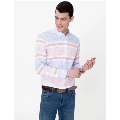 Turuncu Slim Fit Uzun Kollu Gömlek