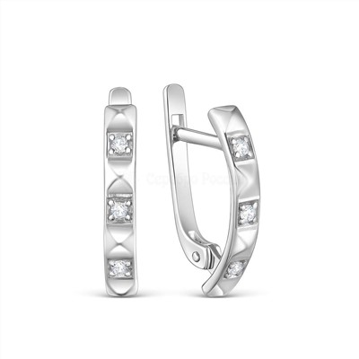 Серьги из серебра с фианитами родированные 925 пробы С-3845-Р