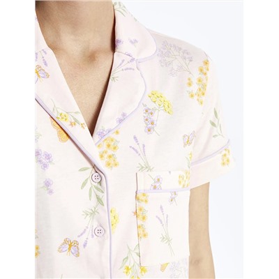LC Waikiki Gömlek Yaka Desenli Kısa Kollu Kadın Pijama Takım, LCW DREAM                                            
                                            Gömlek Yaka Desenli Kısa Kollu Kadın Pijama Takım