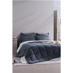 Bobigny Çift Kişilik Pamuklu SuperSoft Comforter Set - İndigo