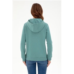 Kadın Mint Basic Kapüşonlu Sweatshirt