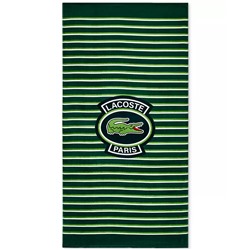 LACOSTE HOME Logo Golf Striped Cotton Beach Towel