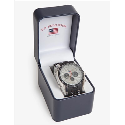 MEN'S BLACK AND SILVER ANA DIGI WATCH