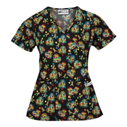 UA Autism Speaks Black Mock Wrap Scrub Top