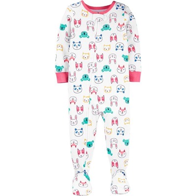 1-Piece Floral Snug Fit Cotton Footie PJs