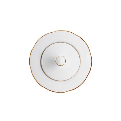 Сахарница, 10,5 см, 250 мл, фарфор F, белая, с золотистым кантом, Lotus gold, 62853