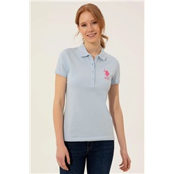 Kadın Açık Mavi Basic Polo Yaka Tişört