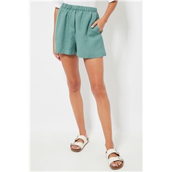 Short de lino cintura alta - Verde agua