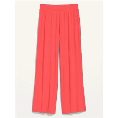 High-Waisted Sunday Sleep Rib-Knit Cropped Wide-Leg Pajama Pants for Women