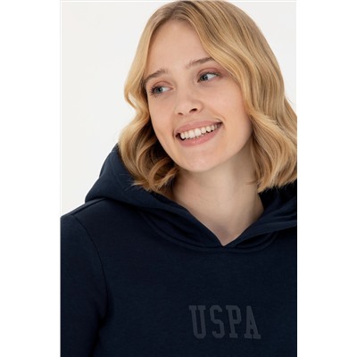 Kadın Lacivert Kapüşonlu Basic Sweatshirt
