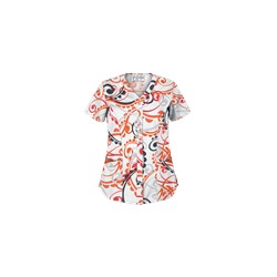 UA Cartwheels White Snap Front Print Scrub Top