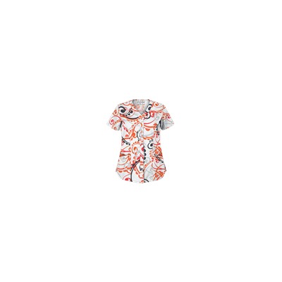 UA Cartwheels White Snap Front Print Scrub Top