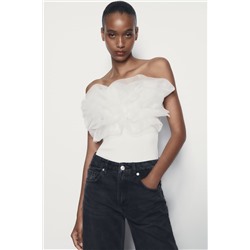 RIBBED BODYSUIT WITH RUFFLES