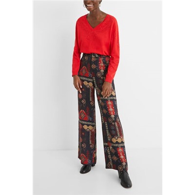Pantalón ancho cenefas étnicas
