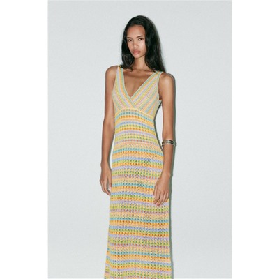 LONG CROCHET KNIT DRESS