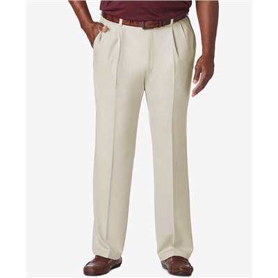 Haggar Men's Big & Tall Cool 18 PRO Classic-Fit Expandable Waist Pleated Stretch Dress Pants