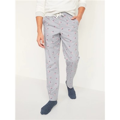 Printed Poplin Pajama Pants for Men