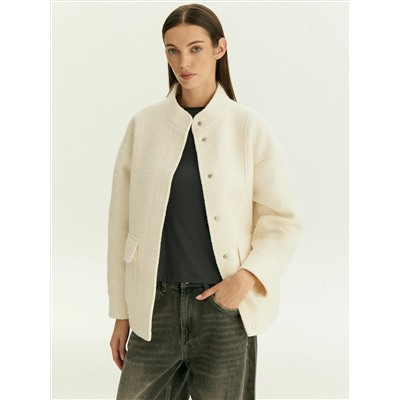 Бомбер с накладными карманами из шерсти, Куртка N084/adios