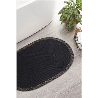 Koza Home Cesta El Yapımı Pamuklu Siyah Jüt Hasır Dekoratif Kilim KH-9005