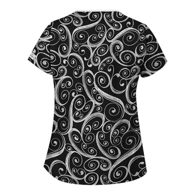 UA Windy White Print Scrub Top