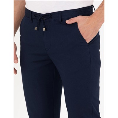 Lacivert Slim Fit Kanvas Pantolon