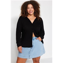 Trendyol Curve Siyah Triko Hırka TBBAW24AV00023