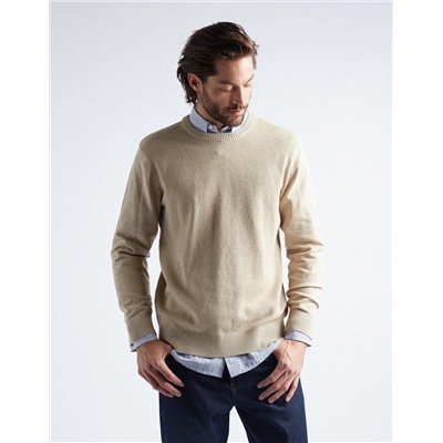 Knitted Jumper, Men, Beige