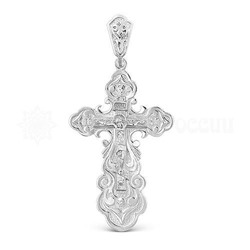 Крест из серебра родированный - 6,7 см 925 пробы 3-536р