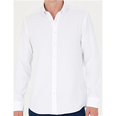 Beyaz Slim Fit Uzun Kollu Gömlek