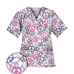 Happy Scrubs® Peace Out White Scrub Top