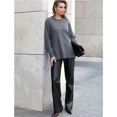 Прямые брюки из искусственной кожи