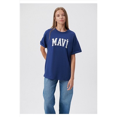 Mavi Logo Baskılı Lacivert Tişört Oversize / Geniş Kesim 1600843-70722